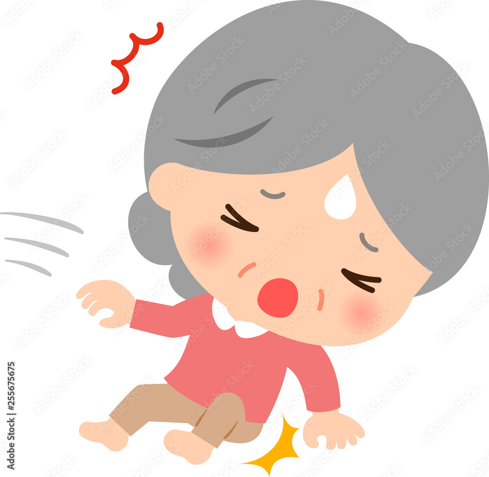 後ろ向きに転ぶシニア女性 Vector De Stock Adobe Stock