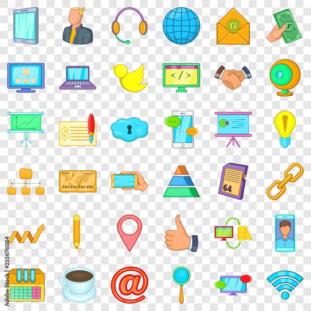 Finance company icons set. Cartoon style of 36 finance company vector icons for web for any design Finance company icons set. Cartoon style of 36 finance company vector icons for web for any design