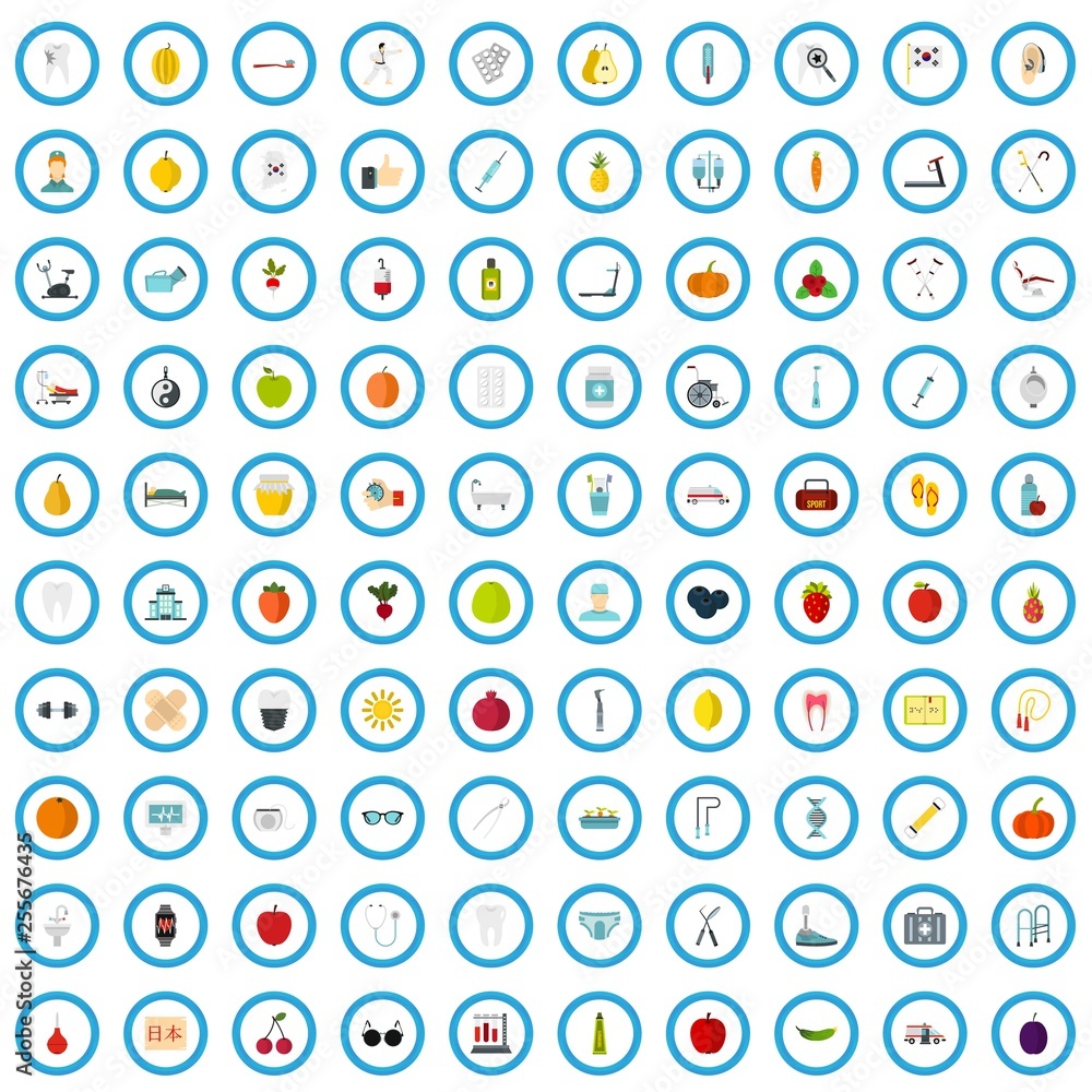 100 health icons set in flat style for any design vector illustration 100 health icons set in flat style for any design vector illustration
