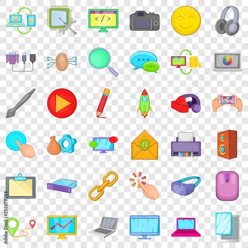 Computer network icons set. Cartoon style of 36 computer network vector icons for web for any design