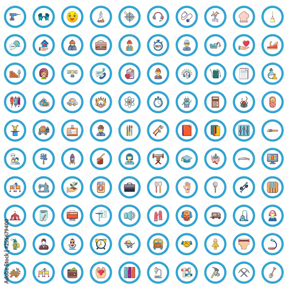 100 helper icons set. Cartoon illustration of 100 helper vector icons isolated on white background 100 helper icons set. Cartoon illustration of 100 helper vector icons isolated on white background
