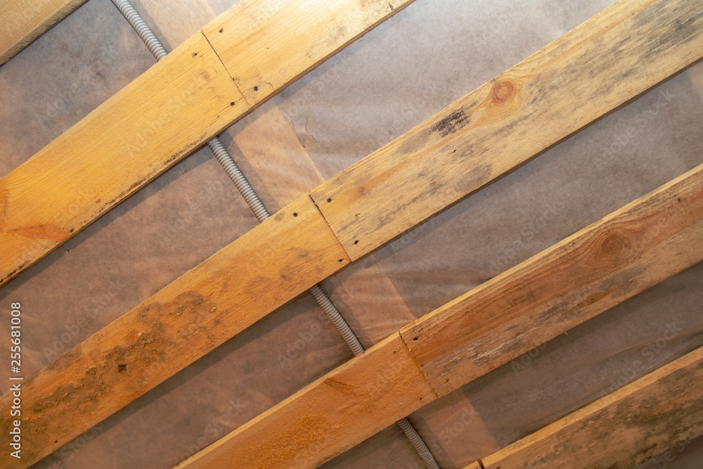Wooden planks on the wall as background Wooden planks on the wall as background
