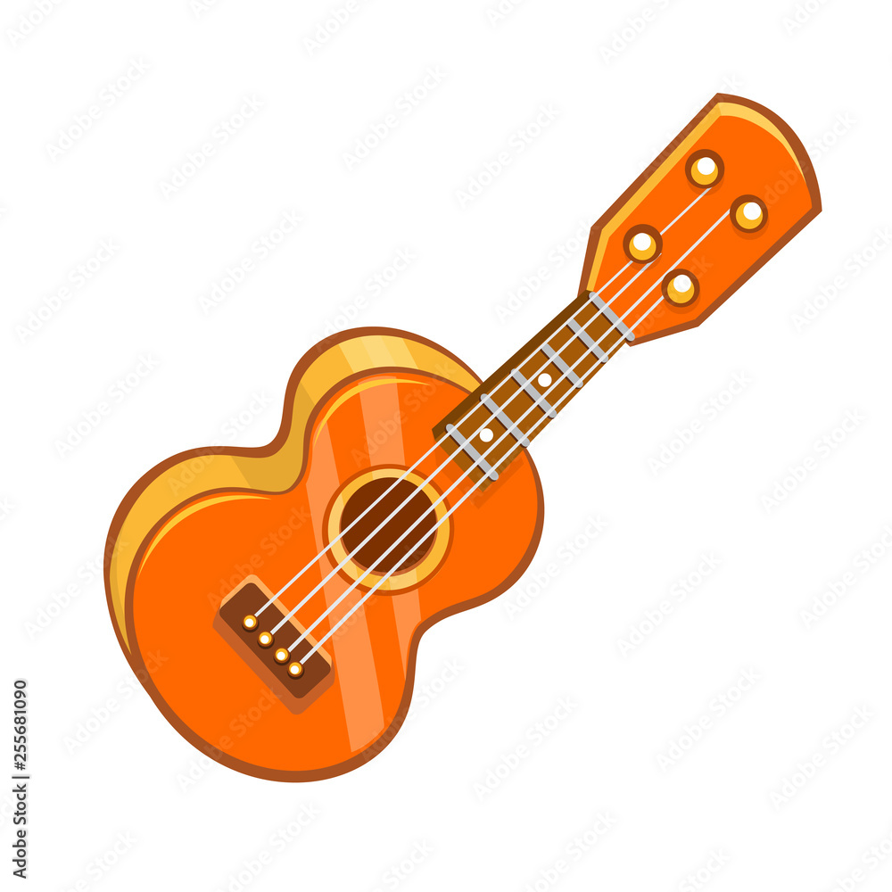 Cartoon ukulele illustration. Vector icon of ukulele isolated Stock Vector  | Adobe Stock