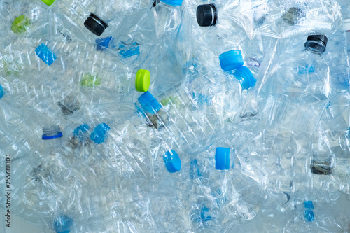Background of many plastic bottles for recycle.Conserve the environment concept