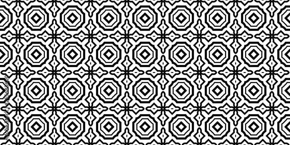 Vector Illustration. Pattern With Traditional Geometric Ornament, Decorative Border. Design For Print Fabric. Paper For Scrapbook. Black white color Vector Illustration. Pattern With Traditional Geometric Ornament, Decorative Border. Design For Print Fabric. Paper For Scrapbook. Black white color