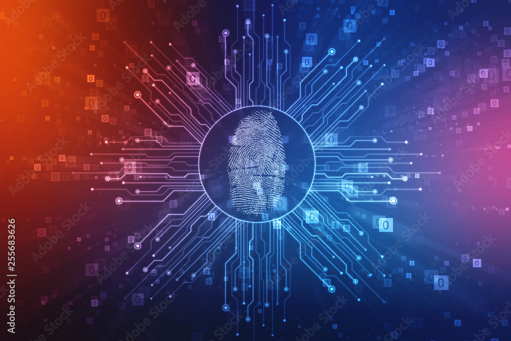 Obraz premium Fingerprint Scanning Technology Concept 2d Illustration