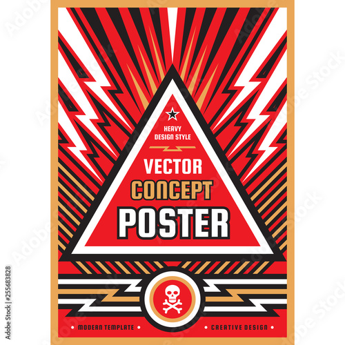 Vertical art poster template in heavy power style. National patriotism freedom vertical banner. Graphic design layout. Music concert rock concept vector illustration. Geometric abstract background. 