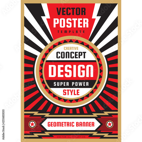 Vertical art poster template in heavy power style. National patriotism freedom vertical banner. Graphic design layout. Music concert rock concept vector illustration. Geometric abstract background. 
