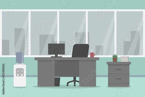 Empty workplace in office. Vector illustration.