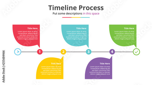 timeline process infographics template with 5 points step - vector illustration