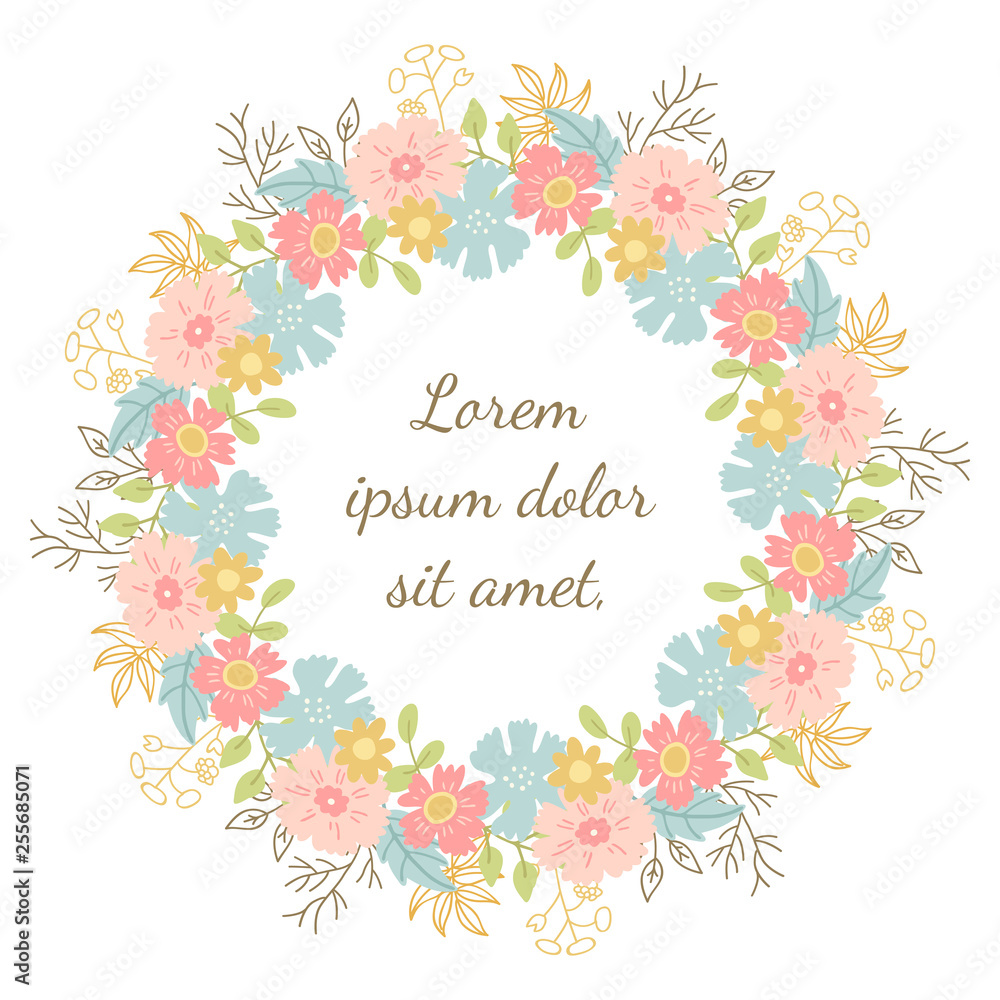 A wreath of decorative flowers. A wreath of decorative flowers.