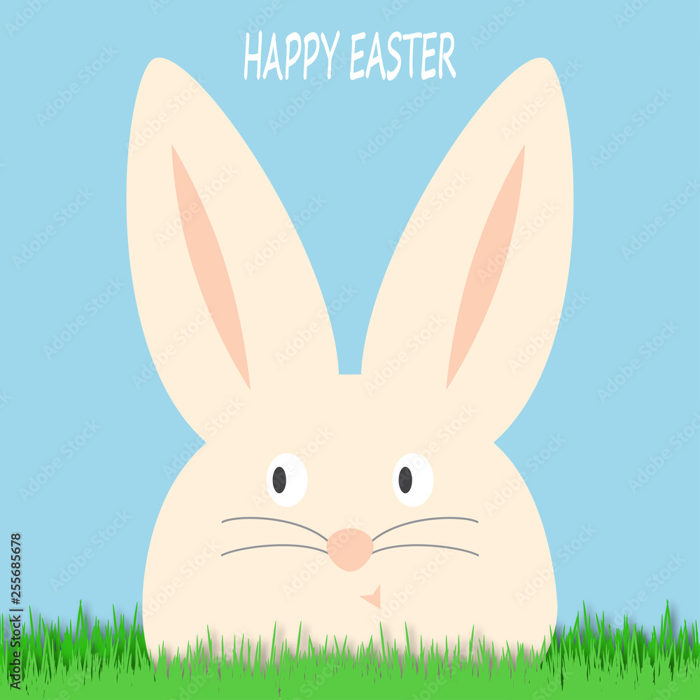 Fototapeta premium Happy Easter background with eggs and rabbit
