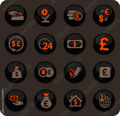 Currency exchange icons set