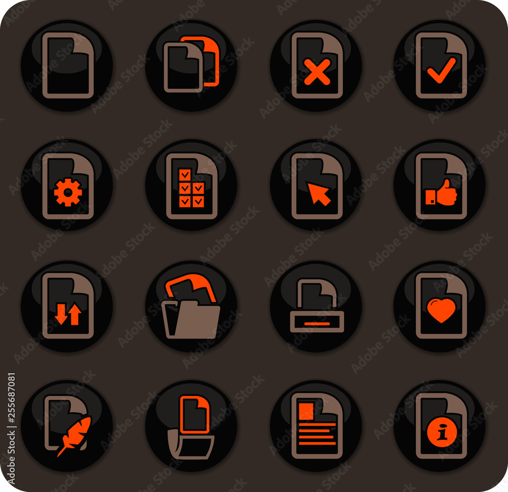 Documents icons set Documents icons set