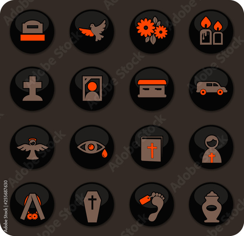 Funeral service icons set