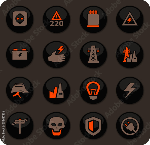 High voltage icons set