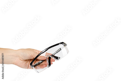 Protective workwear to protect human eyes, safety glasses with hand