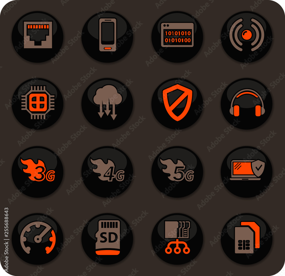 Mobile connection icons set