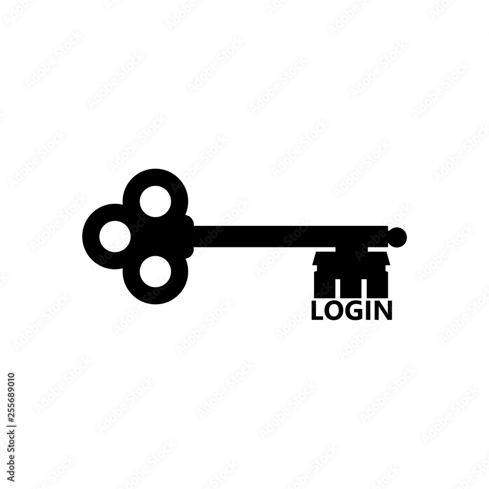 Login key isolated on white background. Login, password security concept Login key isolated on white background. Login, password security concept