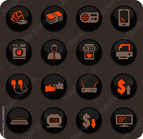 Pawn shop icons set