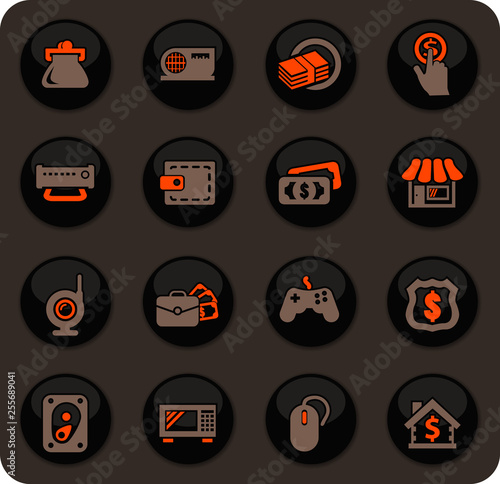 Pawn shop icons set