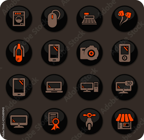 Supermarket electronic icons set