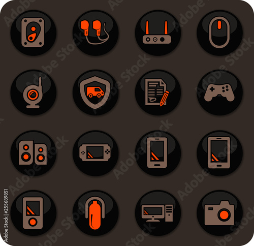 Supermarket electronic icons set