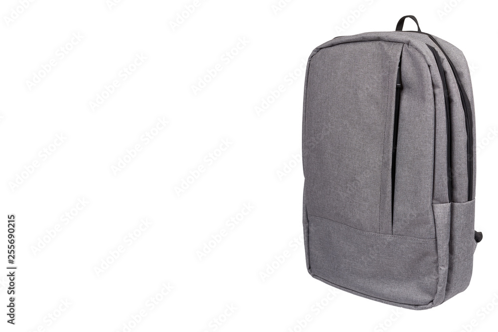 Gray textile school bag, city street backpack Gray textile school bag, city street backpack