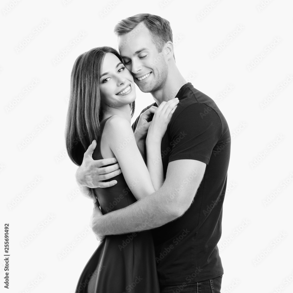 portrait of young happy hugging couple portrait of young happy hugging couple