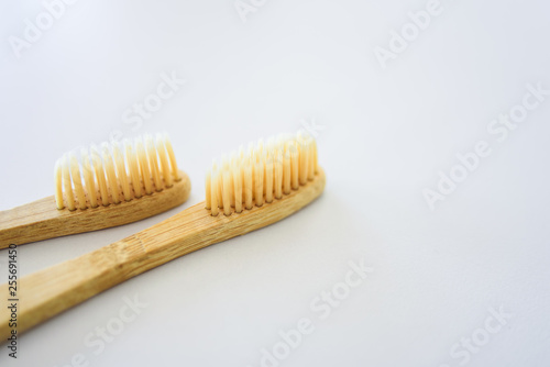 Two wooden toothbrushes