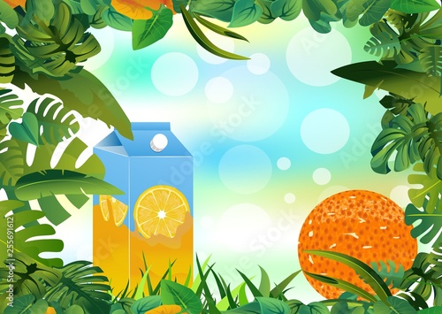 Orange juise advertising vector illustration
