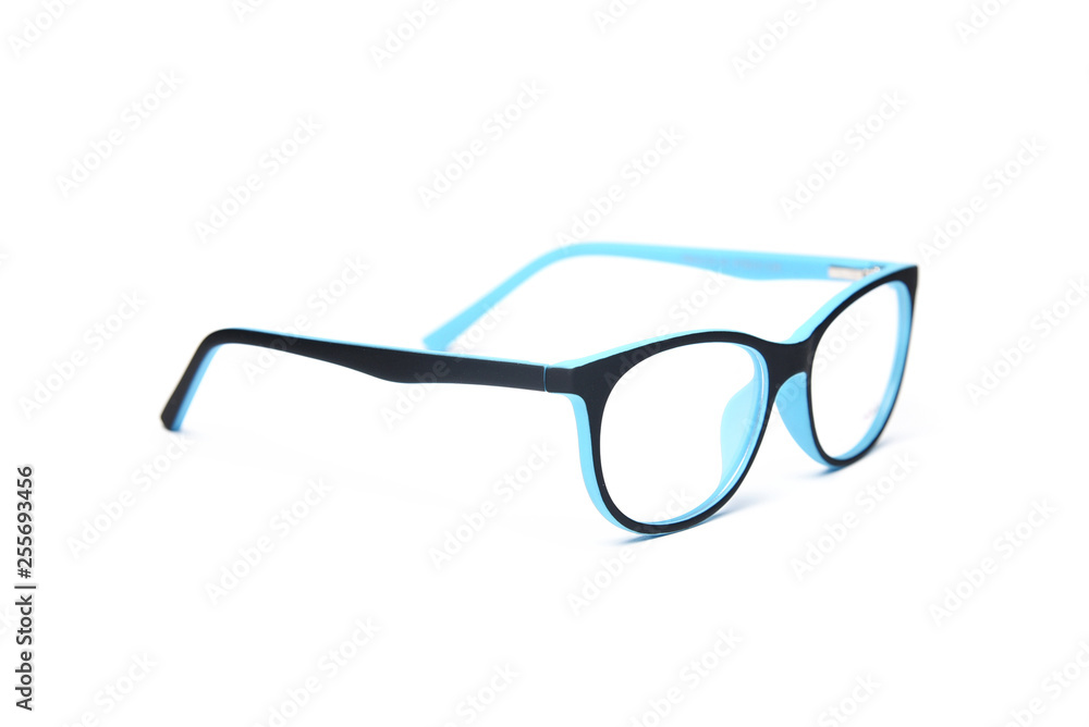 Fototapeta premium Side view plastic frame rim for children's glasses. Eyeglasses for children's vision correction.