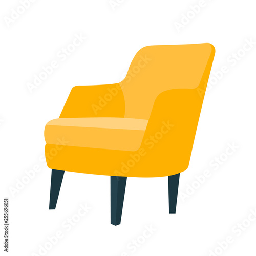 Armchair bright color. Home furniture. Interior Design. Vector flat illustration