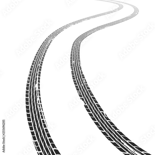 Tire trace car. Road dirty grunge tire tracks race rubber wheel vehicle motocross horizon speed texture marking