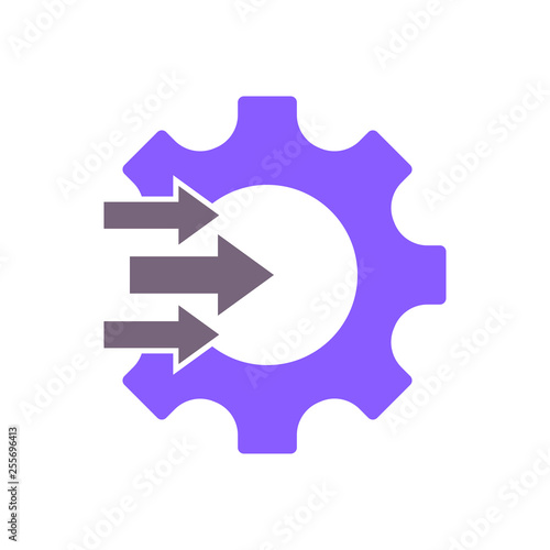 Workflow process icon in flat style. Gear cog wheel with arrows vector illustration on white isolated background. Workflow business concept. EPS 10