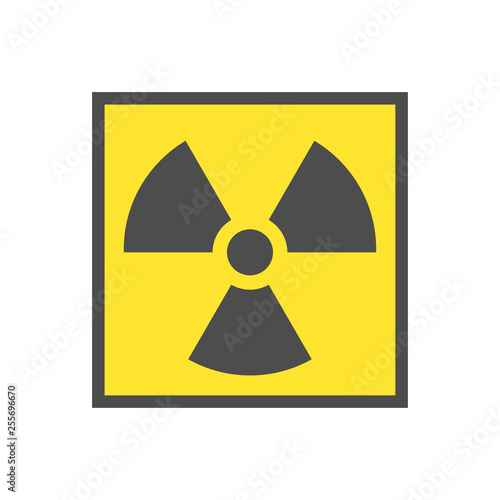 Radioactive warning yellow triangle sign. Radioactivity warning vector symbol.