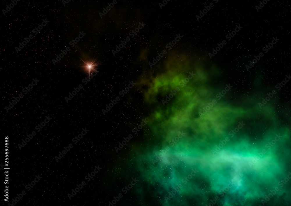 Fototapeta premium Star field in space and a nebulae. 3D rendering