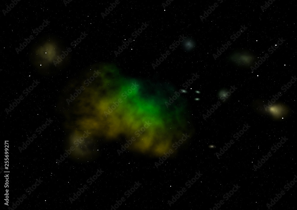 Star field in space and a nebulae. 3D rendering Star field in space and a nebulae. 3D rendering