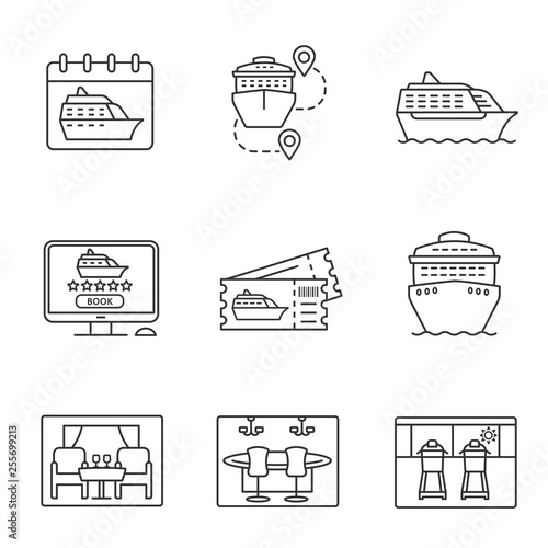 Cruise linear icons set