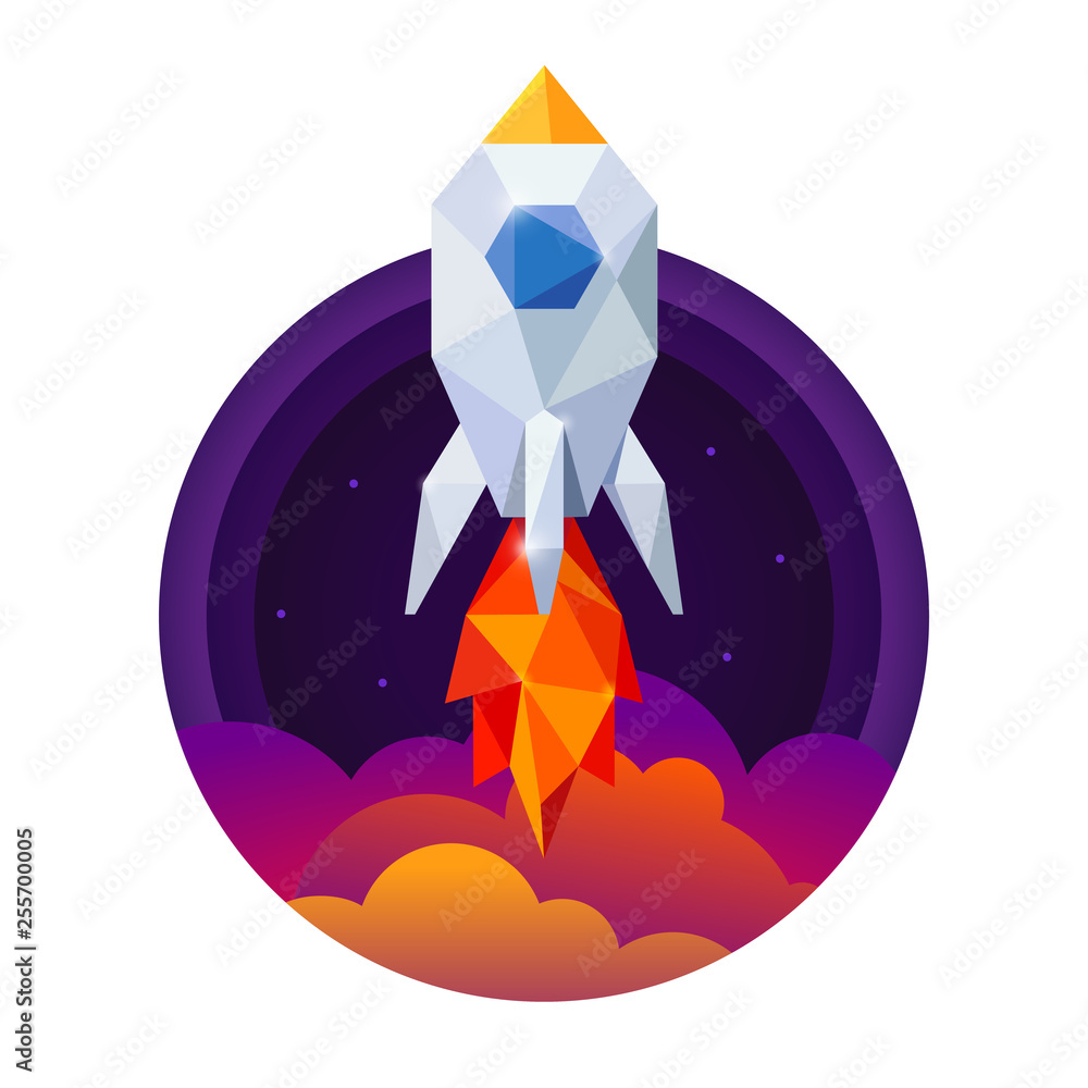 Obraz premium Symbol of space rocket and sky