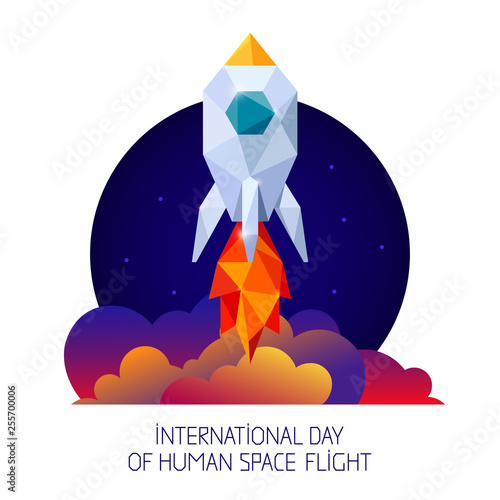Symbol of space rocket and sky