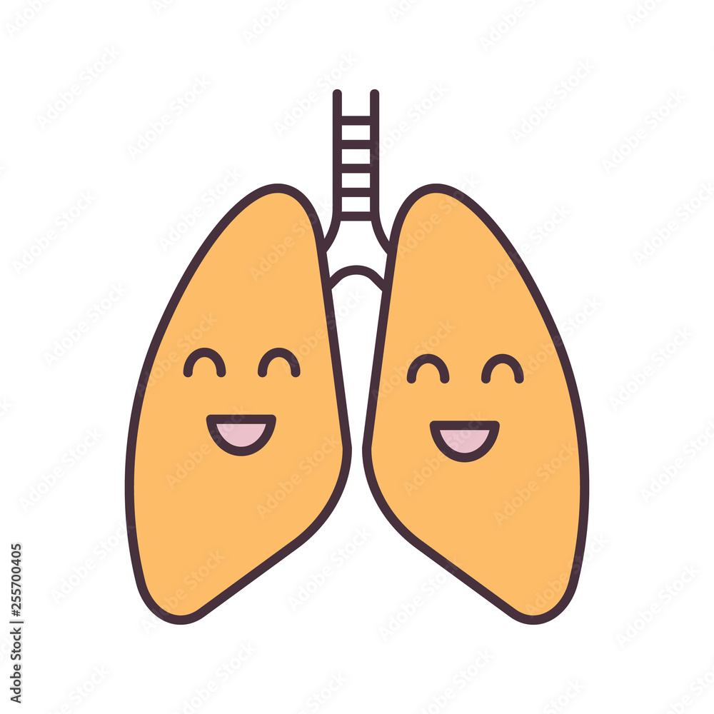 Smiling human lungs color icon Smiling human lungs color icon