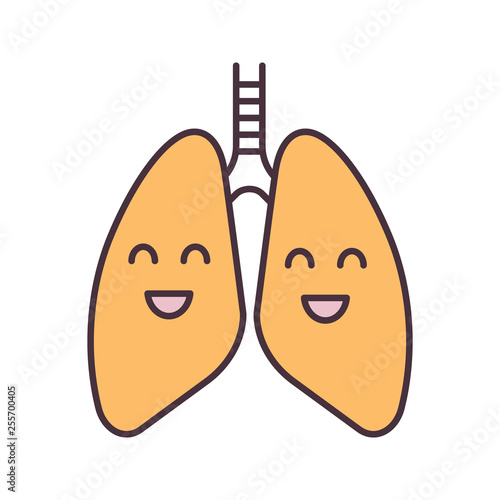 Smiling human lungs color icon