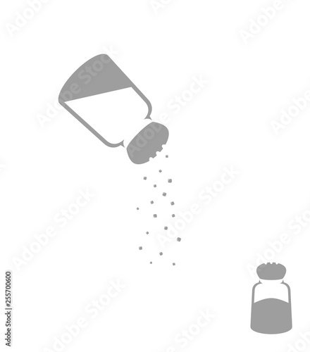 Salt shaker. Isolated icons. White salt and black pepper