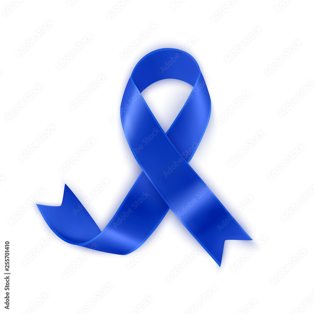 Blue ribbon symbol awareness month Royalty Free Vector Image