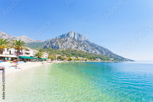 Gradac, Dalmatia, Croatia - Overview across the beautiful beach of Gradac photo