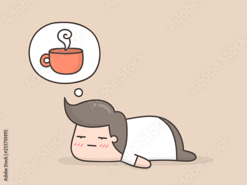 Sleepy. Cute cartoon doodle illustration.