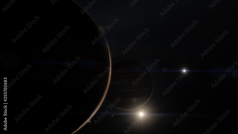 Planet in the space. Colorful art. Solar system. Gradient color. Space wallpaper. High quality, resolution, 4k.