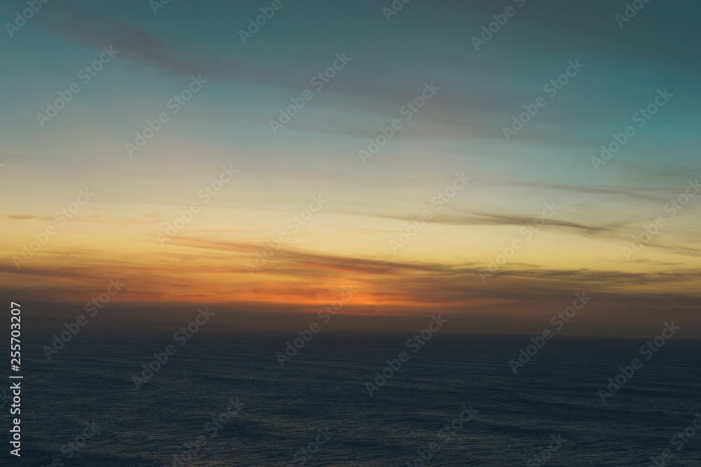 sunset over the sea. Blurred background