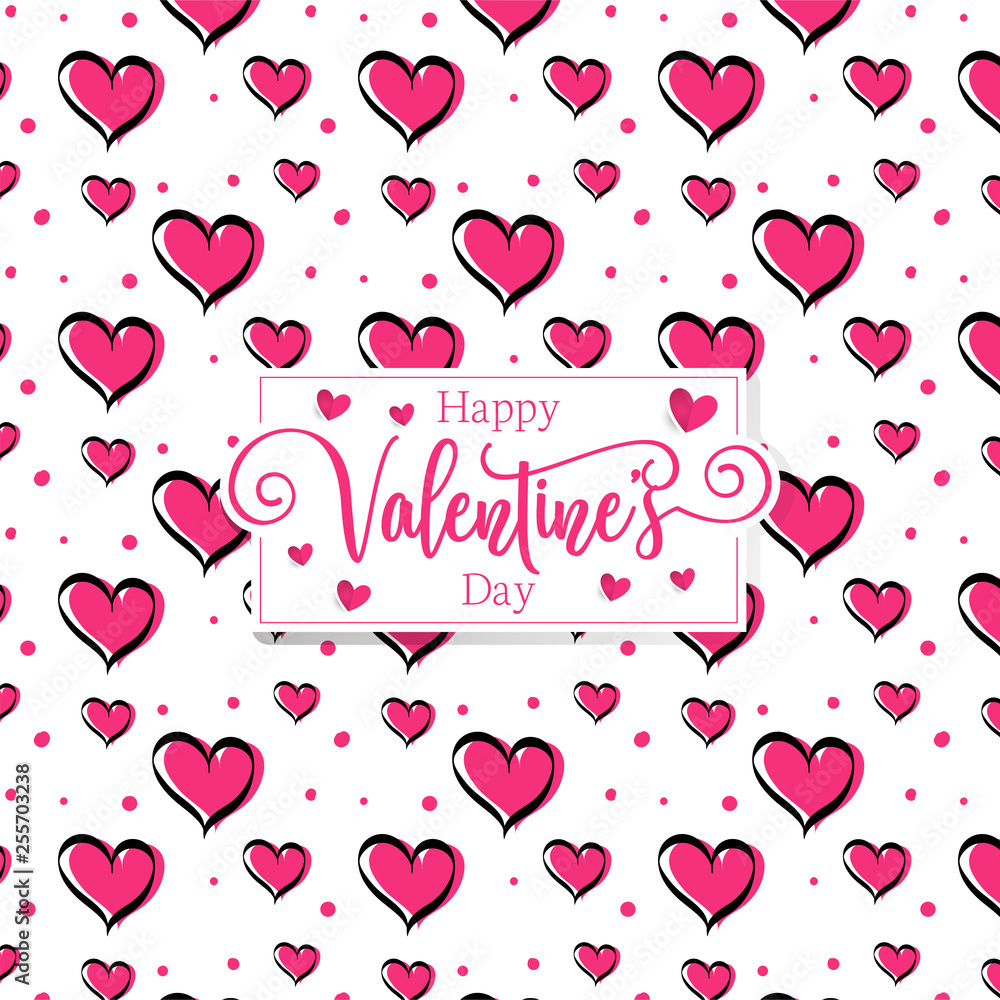 Cute romantic hearts valentine's day pattern background.